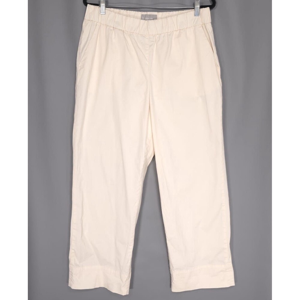 EVERLANE Women Pants XL Stretch ORGANIC COTTON Beige Wide Leg‎ Straight Trousers
